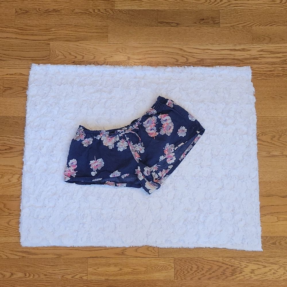 Aerie Navy Blue & Floral Sleep Shorts, Women's Extra Large, Decent Condi…